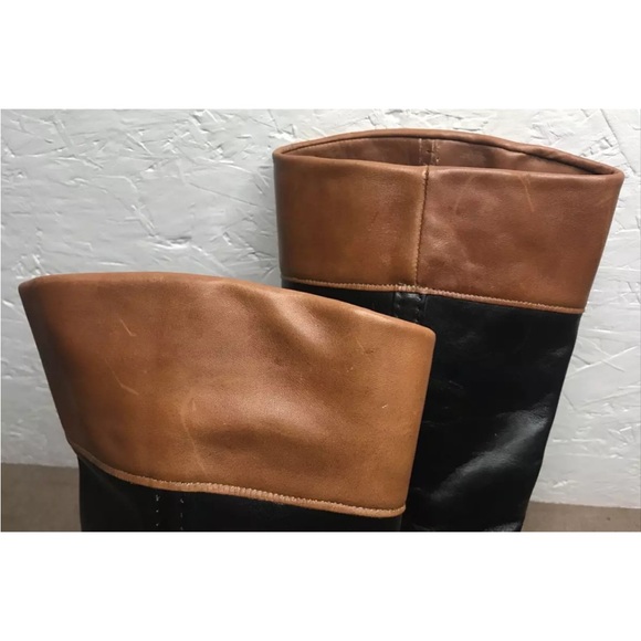 Vintage Wrangler Women's Riding Boots Black Brown Leather Size 8.5M Made in USA - Picture 4 of 16